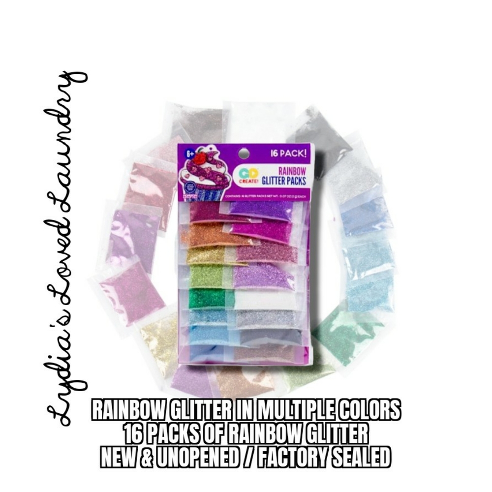 💥 5/$10 Rainbow Glitter - 16 Packs Assorted 16 Colors New Sealed Package